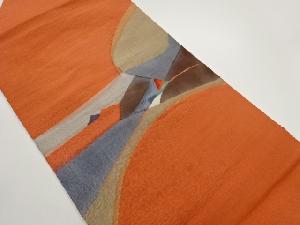 手織り紬抽象模様織出し名古屋帯